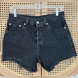 Levi 501 black denim shorts